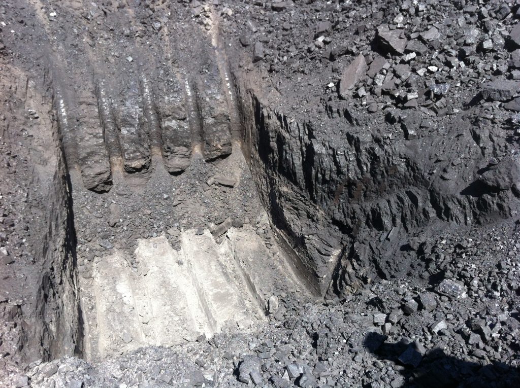 Excavator Test Holes to Determine Coal Thickness and Quality